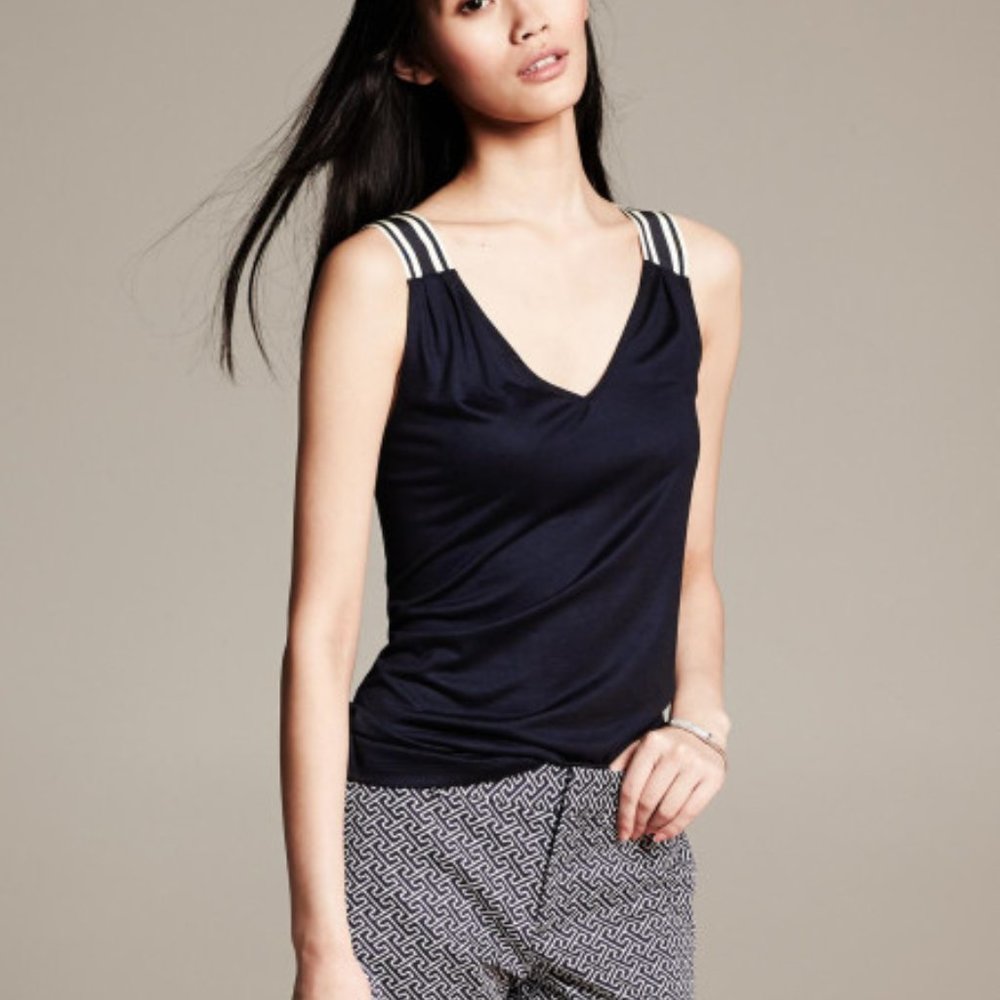 Banana Republic striped grosgrain ribbon strap top, M